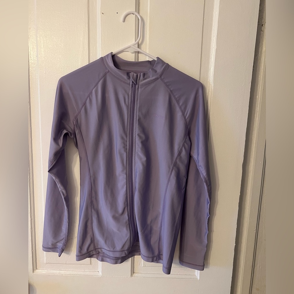 Tsla rash-guard zipper front light purple color size medium